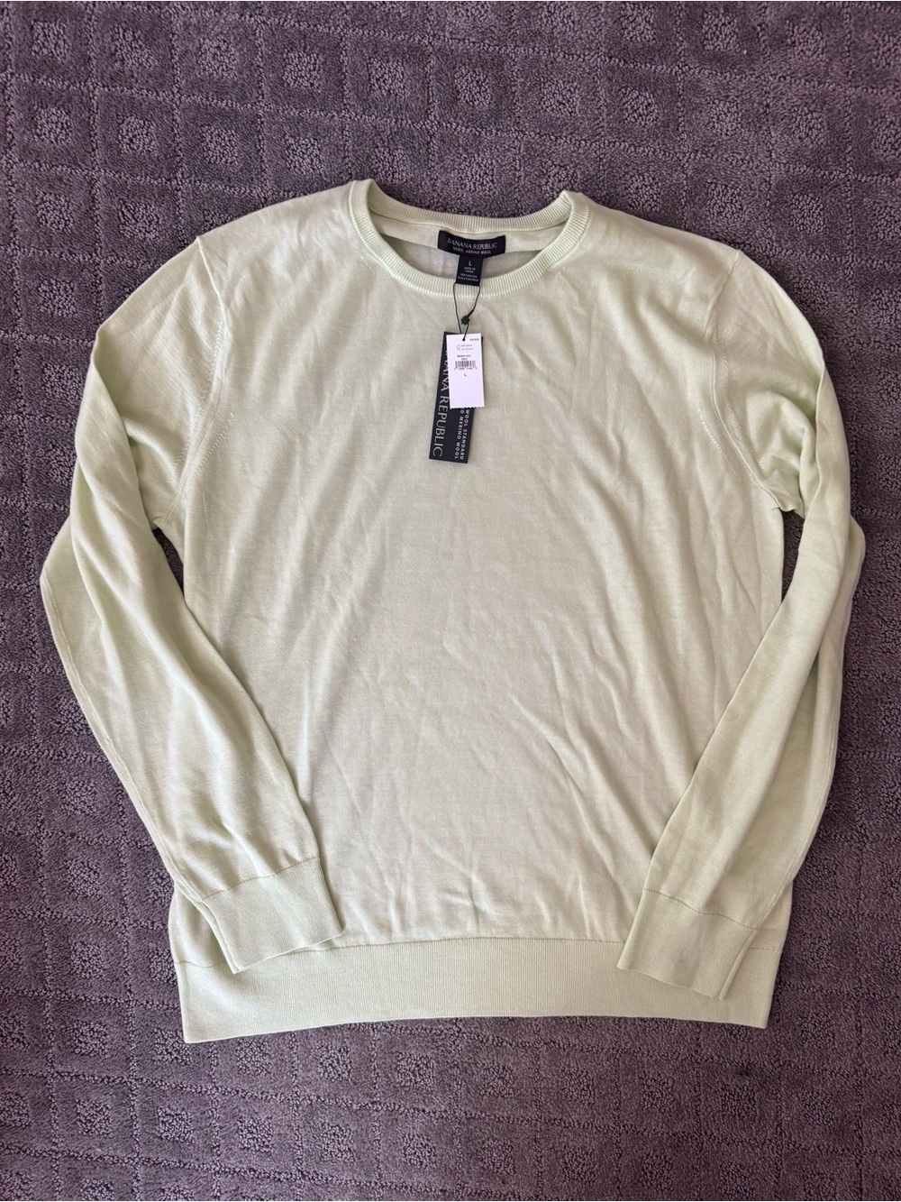 NWT Men's Banana Republic Neon Soft Lime Green Crewneck Sweater Size L